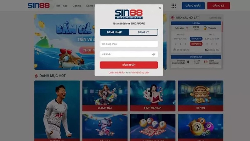 Hướng dẫn đăng nhập tài khoản Sin88