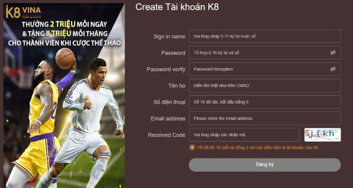 Tạo tài khoản ngay để thành một thành viên nhà K8